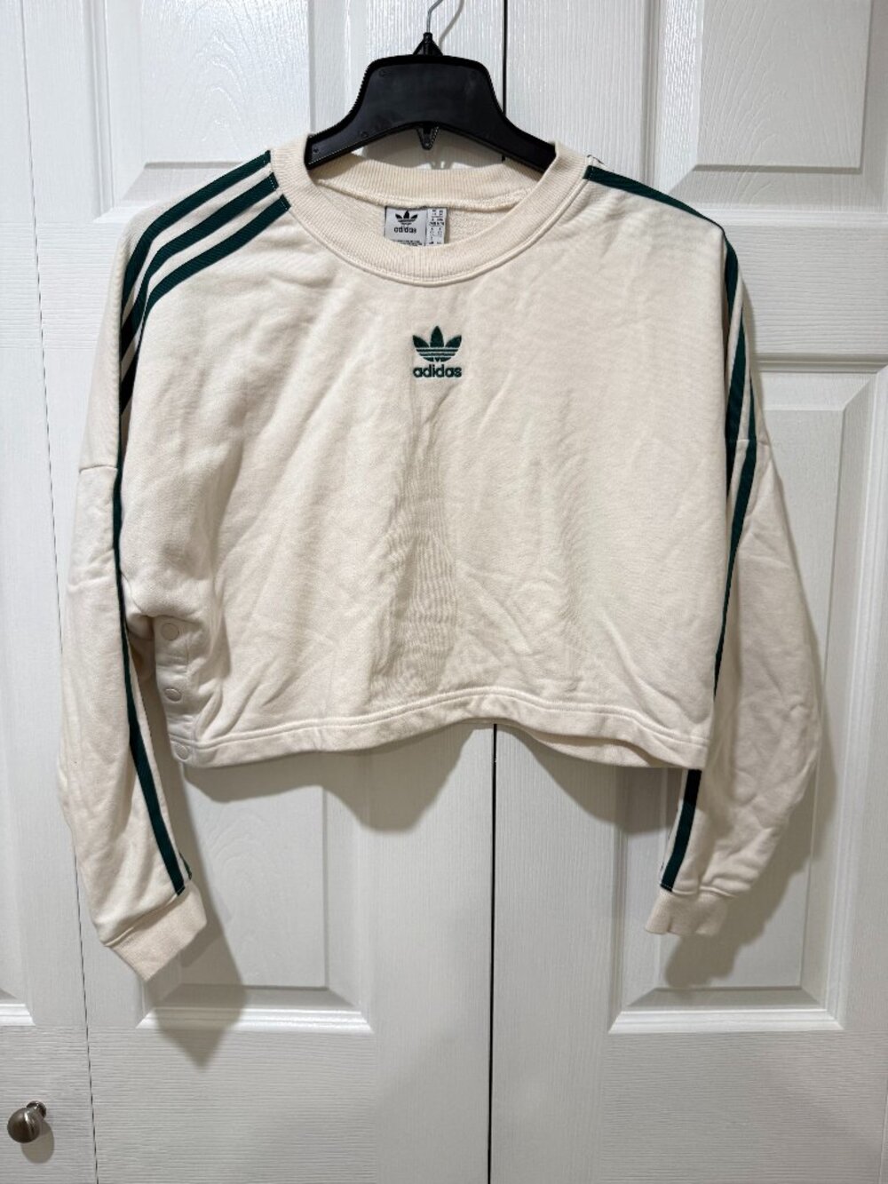 adidas Originals Adibreak Cropped Crewneck Sweatshirt Cream Green Size M